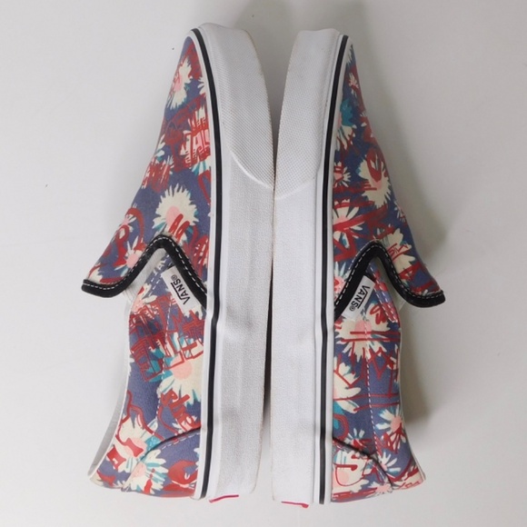 Women’s VANS Classic Slip-On Shoes Floral Red Blue Unisex Graphic Retro Size 7 - Picture 5 of 12